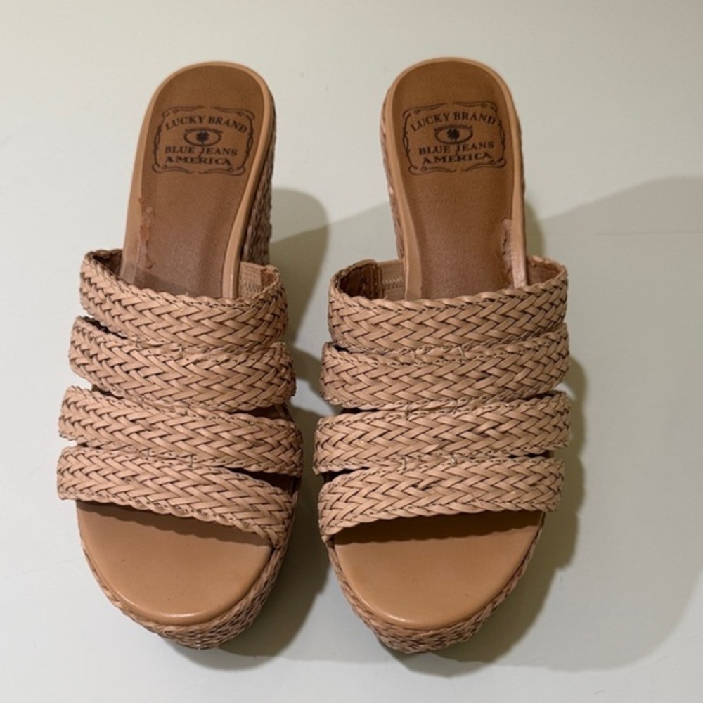 Havana Platform Wedge Mules by Lucky Brand Size 8.5M Women’s Sandals Clogs